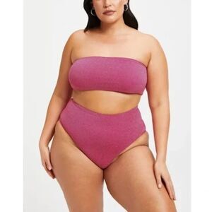 GOOD AMERICAN Bikini Sparkle Better Band GW Cheeky Hawaiian Pink